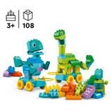LEGO DUPLO Dinosaurios sobre Ruedas 3en1, Juegos de construcción Juego de construcción, 3 año(s), Plástico, 108 pieza(s), 1,77 kg
