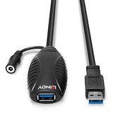 Lindy 43156 cable USB 10 m USB 3.2 Gen 1 (3.1 Gen 1) USB A Negro, Cable alargador negro, 10 m, USB A, USB A, USB 3.2 Gen 1 (3.1 Gen 1), 5000 Mbit/s, Negro