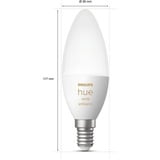 Philips Hue Vela - Bombilla inteligente E14 - (paquete de 2), Lámpara LED Philips Hue White ambiance Vela - Bombilla inteligente E14 - (paquete de 2), Bombilla inteligente, Blanco, Bluetooth/Zigbee, LED integrado, E14, Luz fría, Blanco cálido