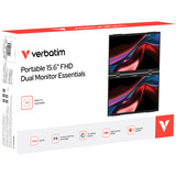 Verbatim Monitor portátil dual 15,6″, Monitor LED negro
