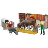 bruder bworld establo para vacas y terneros con agricultor, Escenario multicolor