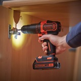 BLACK+DECKER Taladro atornillador percutor a batería BDCHD18S1KA, 18 voltios, Martillo atornillador negro/Naranja
