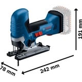 Bosch GST 18V-125 S PROFESSIONAL power jigsaws 3500 spm 1,9 kg, Sierra de calar azul/Negro, Empuñadura cilíndrica, Negro, Azul, Acero inoxidable, -45 - 45°, Aluminio, Acero, Madera, Sin escobillas, 3500 spm