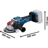Bosch GWX 18V-15 PSC Professional amoladora angular 9800 RPM 2,3 kg azul/Negro, 9800 RPM, Batería, 2,3 kg