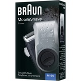 Braun MobileShave PocketGo M90 Azul, Plata, Máquina de afeitar negro/Plateado, Azul, Plata, Batería, 60 h, 180 g, Caja, 38 mm