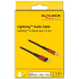 DeLOCK 86586 cable de audio 0,5 m 3,5mm Lightning Negro, Rojo negro/Rojo, 3,5mm, Macho, Lightning, Macho, 0,5 m, Negro, Rojo
