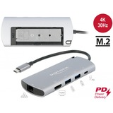 DeLOCK 87767 base para portátil y replicador de puertos Alámbrico USB 3.2 Gen 1 (3.1 Gen 1) Type-C Gris, Estación de acoplamiento gris, Alámbrico, USB 3.2 Gen 1 (3.1 Gen 1) Type-C, 100 W, 1.4/2.2, 10,100,1000 Mbit/s, Gris