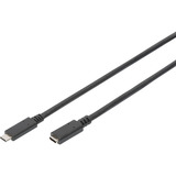 Digitus Cable de extensión USB 2.0, conector USB-C > puerto USB-C, Cable alargador negro