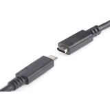 Digitus Cable de extensión USB 2.0, conector USB-C > puerto USB-C, Cable alargador negro