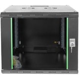 Digitus Carcasa de pared de la serie Unique - 600 x 600 mm (an. x pr.), Armario IT negro, Bastidor de pared, 9U, 100 kg, Bloqueo del teclado, Rieles de rack, 23 kg