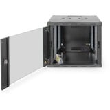 Digitus Carcasa de pared de la serie Unique - 600 x 600 mm (an. x pr.), Armario IT negro, Bastidor de pared, 9U, 100 kg, Bloqueo del teclado, Rieles de rack, 23 kg