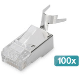 Digitus Conectores modulares para cable redondo, CAT 6A, blindados, 100 unidades, Enchufe plateado