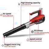 EINHELL Soplador de hojas profesional a batería GP-LB 18/200 LI, 18 Voltios rojo/Negro