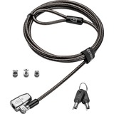 Kensington Candado con llave tres en uno ClickSafe 2.0 para portátiles (Llave de supervisor), Castillo negro, 1,8 m, Kensington, Llave, Acero al carbón, Negro