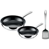 Silit Set de sartenes Talis con espátula, 20 y 24 cm, Juego de sartenes acero fino/Negro