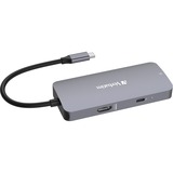 Verbatim CMH-05 USB Tipo C 5000 Mbit/s Plata, Estación de acoplamiento gris, USB Tipo C, HDMI, RJ-45, USB 3.2 Gen 1 (3.1 Gen 1) Type-C, USB Tipo C, 5000 Mbit/s, 60 Hz, Plata, Acrilonitrilo butadieno estireno (ABS), Aluminio