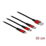 DeLOCK 86708 cable USB 0,3 m USB 2.0 USB A Negro, Rojo negro/Rojo, 0,3 m, USB A, USB 2.0, Negro, Rojo