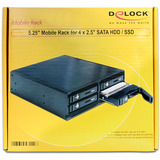 DeLOCK Marco intercambiable de 5.25″ para 4 x 2.5″ SATA HDD / SSD, Chasis intercambiable negro