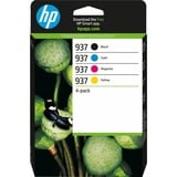 HP Paquete de 4 Cartuchos de Tinta Original 937 CMYK Rendimiento estándar, Negro, Cian, Magenta, Amarillo, 4 pieza(s), 1250 páginas, 800 páginas, Formato combo