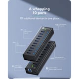 ICY BOX IB-AC6110a, Hub USB negro