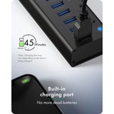 ICY BOX IB-AC6110a, Hub USB negro