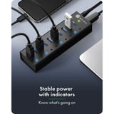 ICY BOX IB-AC6110a, Hub USB negro