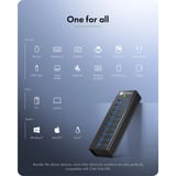 ICY BOX IB-AC6110a, Hub USB negro