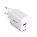 Lindy Cargador USB Tipo A y C de 20W blanco