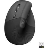 Logitech Lift ratón Izquierda RF Wireless + Bluetooth Óptico 4000 DPI grafito/Negro, Izquierda, Diseño vertical, Óptico, RF Wireless + Bluetooth, 4000 DPI, Grafito