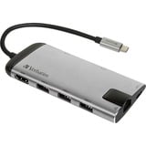 Verbatim 49142 base para portátil y replicador de puertos USB 3.2 Gen 1 (3.1 Gen 1) Type-C Negro, Plata, Estación de acoplamiento gris, USB 3.2 Gen 1 (3.1 Gen 1) Type-C, Negro, Plata, MicroSD (TransFlash), USB 3.2 Gen 1 (3.1 Gen 1) Type-C, Metal, USB