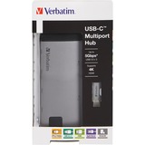 Verbatim 49142 hub de interfaz USB 3.2 Gen 1 (3.1 Gen 1) Type-C 1000 Mbit/s Negro, Plata, Estación de acoplamiento gris, USB 3.2 Gen 1 (3.1 Gen 1) Type-C, USB 3.2 Gen 1 (3.1 Gen 1) Type-C, MicroSD (TransFlash), 1000 Mbit/s, Negro, Plata, Metal