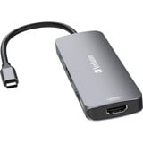 Verbatim CMH-08 USB Tipo C 5000 Mbit/s Plata, Estación de acoplamiento gris, USB Tipo C, HDMI, USB 3.2 Gen 1 (3.1 Gen 1) Type-A, USB Tipo C, MicroSD (TransFlash), SD, 5000 Mbit/s, 30 Hz, Plata