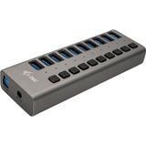 i-tec USB 3.0 Charging HUB 10 port + Power Adapter 48 W, Hub USB negro, Interior, Corriente alterna, Gris