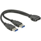 DeLOCK 0.25m USB3.0/2xUSB3.0 cable USB 0,25 m USB 3.2 Gen 1 (3.1 Gen 1) 2 x USB A Negro, Adaptador negro, 0,25 m, 2 x USB A, USB 3.2 Gen 1 (3.1 Gen 1), Macho/Macho, 5000 Mbit/s, Negro
