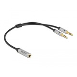 DeLOCK 66740 cable de audio 0,25 m 3,5mm 2 x 3.5mm Negro, Plata, Adaptador negro/Plateado, 3,5mm, Hembra, 2 x 3.5mm, Macho, 0,25 m, Negro, Plata