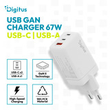 Digitus Cargador USB GaN 67W, 2x USB-C, 1x USB-A 