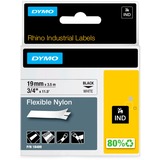 Dymo Rhino Etiquetas industriales flexibles de nailon | 19 mm x 3,5 m | Impresión en negro sobre amarillo | Autoadhesivas | Para rotuladoras Rhino y LabelManager, Cinta de escritura 5 m | Impresión en negro sobre amarillo | Autoadhesivas | Para rotuladoras Rhino y LabelManager, Negro sobre amarillo, Multicolor, Nylon, -10 - 80 °C, UL 969, DYMO