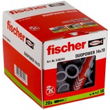 fischer DUOPOWER 14x70, Pasador gris claro/Rojo