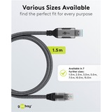 goobay Cable Ethernet USB-A 3.2 Gen1 conector > conector RJ-45 negro/Plateado