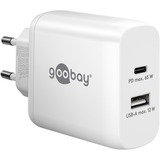 goobay Cargador rápido dual USB-C, PD, GaN, 65 vatios blanco