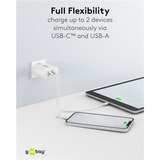 goobay Cargador rápido dual USB-C, PD, GaN, 65 vatios blanco