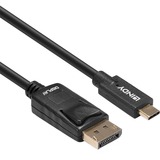 Lindy 43307 adaptador de cable de vídeo 10 m USB Tipo C DisplayPort Negro negro, 10 m, USB Tipo C, DisplayPort, Macho, Macho, Derecho