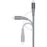 Nevox 1885 cable de conector Lightning 1 m Gris, Plata plateado/Gris, 1 m, Lightning, USB C, Macho, Macho, Gris, Plata