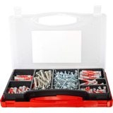 fischer Caja Meister XL Edificio antiguo + tornillos, Pasador gris claro/Rojo