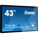 iiyama ProLite TF4339MSC-B1AG pantalla para PC 109,2 cm (43") 1920 x 1080 Pixeles Full HD LED Pantalla táctil Multi-usuario Negro, Pantalla de gran formato negro, 109,2 cm (43"), 1920 x 1080 Pixeles, Full HD, LED, 8 ms, Negro