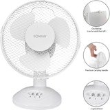 Bomann VL 1137 CB Blanco, Ventilador blanco, Ventilador con aspas para el hogar, Blanco, Mesa, 23 cm, Corriente alterna, 30 W