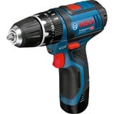 Bosch GSB 12V-15 Professional 1300 RPM, Martillo atornillador azul/Negro, Taladro de pistola, 1 cm, 1300 RPM, 1,9 cm, 1 cm, 1 mm
