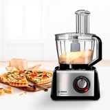 Bosch MC812M865 robot de cocina 1250 W 3,9 L Negro, Acero inoxidable negro/Acero fino cepillado, 3,9 L, Negro, Acero inoxidable, Giratorio, Batir, Mezcla, Picar, Corte, Mezcla, Puré, CE, EAC, VDE, Plástico