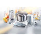 Bosch MUM6N21 robot de cocina 1000 W 2 L Acero inoxidable, Blanco blanco/Plateado, 2 L, Acero inoxidable, Blanco, 1,2 m, 4 L, Plástico, Plástico, Acero inoxidable