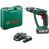 Bosch PSR 18 LI-2 Ergonomic 1400 RPM Sin llave 1,3 kg Negro, Verde, Taladradora de impacto verde/Negro, Taladro recto, Sin llave, 1,3 cm, 1400 RPM, 3,8 cm, 1,3 cm